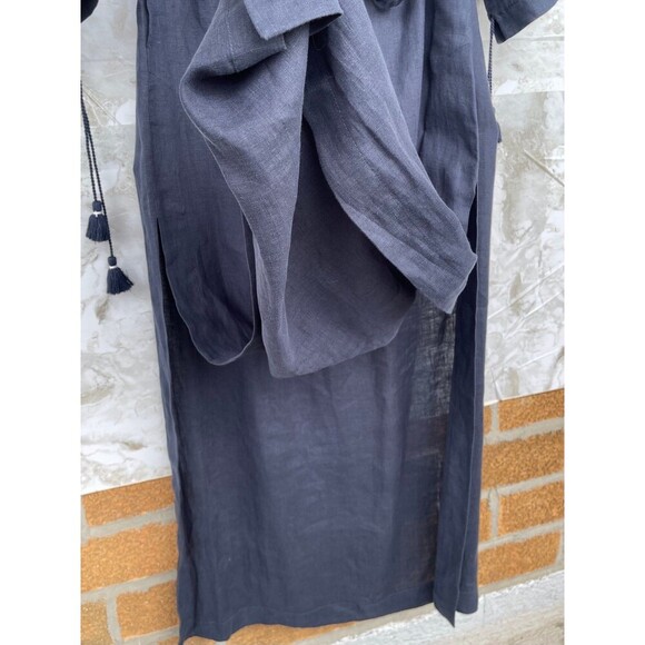 Ancient Kallos navy Linen Kaftan Dress - 100%
Handmade in Greece, Boho Maxi - Picture 7 of 12